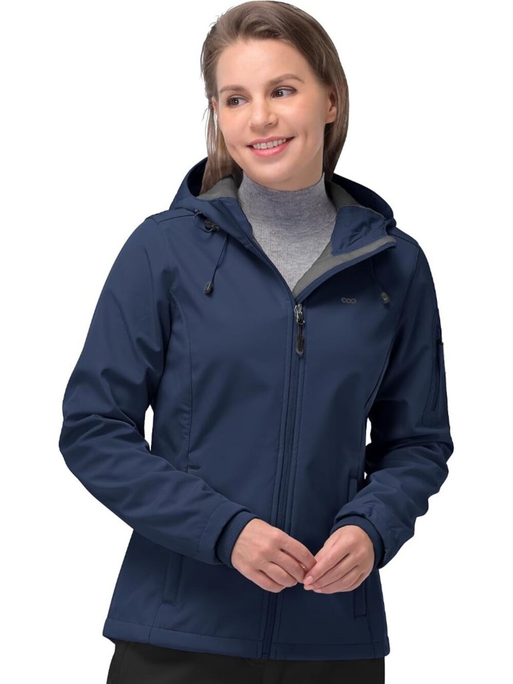 〽️Women's Blue Softshell Fleece Lined Hooded Waterproof Hiking Jacket